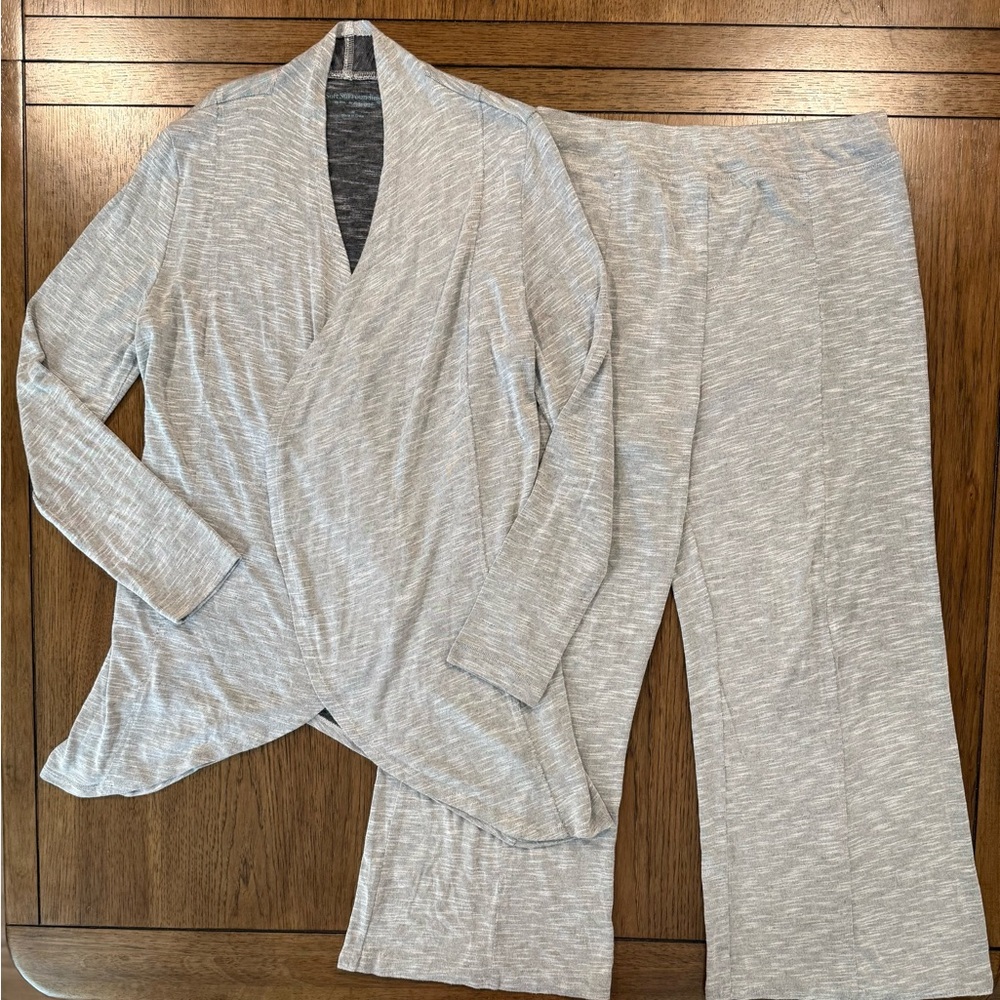 Soft Surroundings Lounge Set Gray 2-Piece Cardigan & Pants Medium Large Comfy